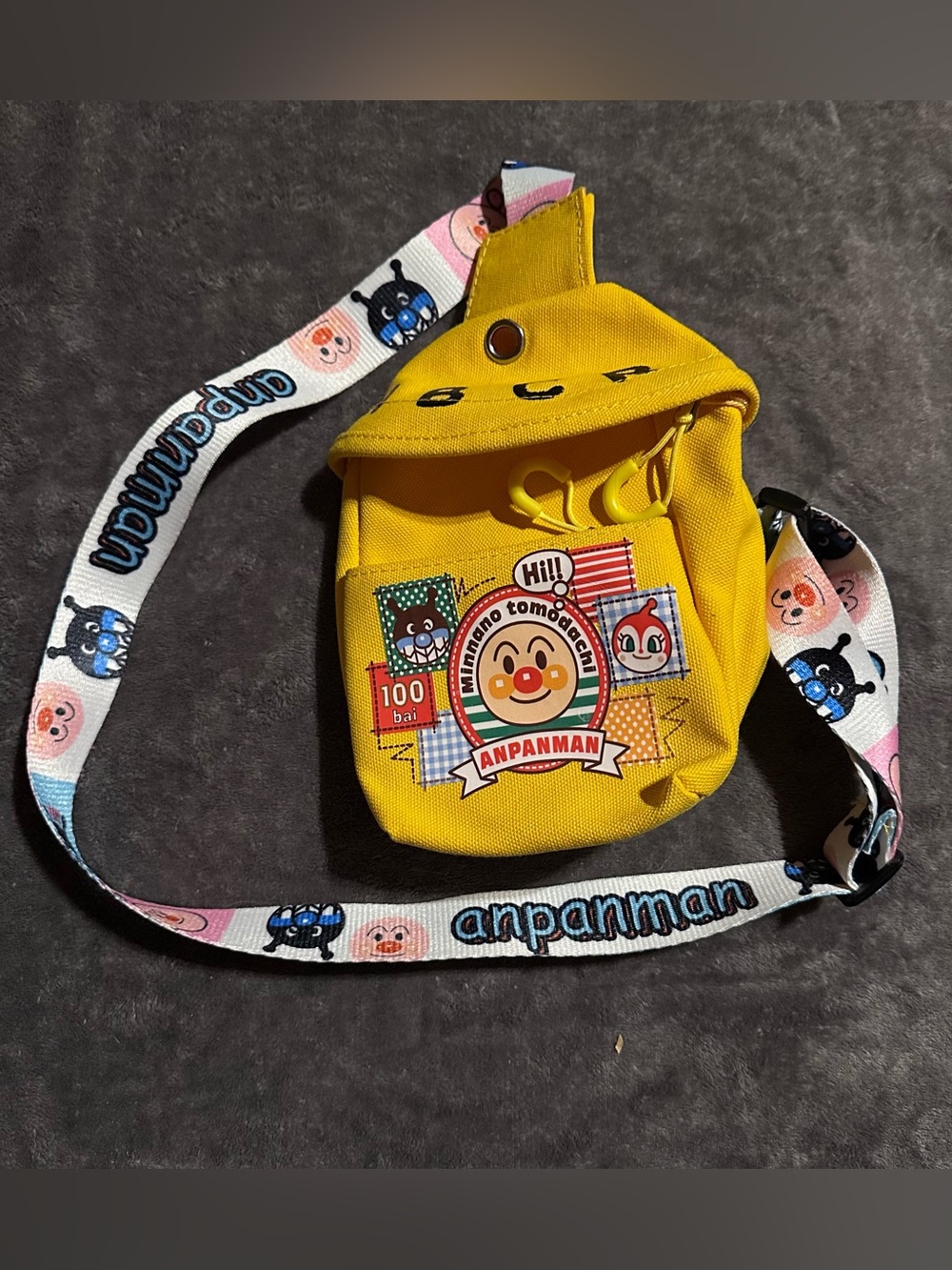 Anpanman Yellow Mini Crossbody Bag Baikinman Dokin-chan Japan Anime Kids